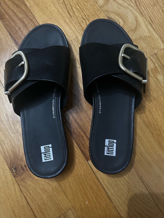 Black Buckle Sandals with Dynamicush Comfort Sole - photo 2