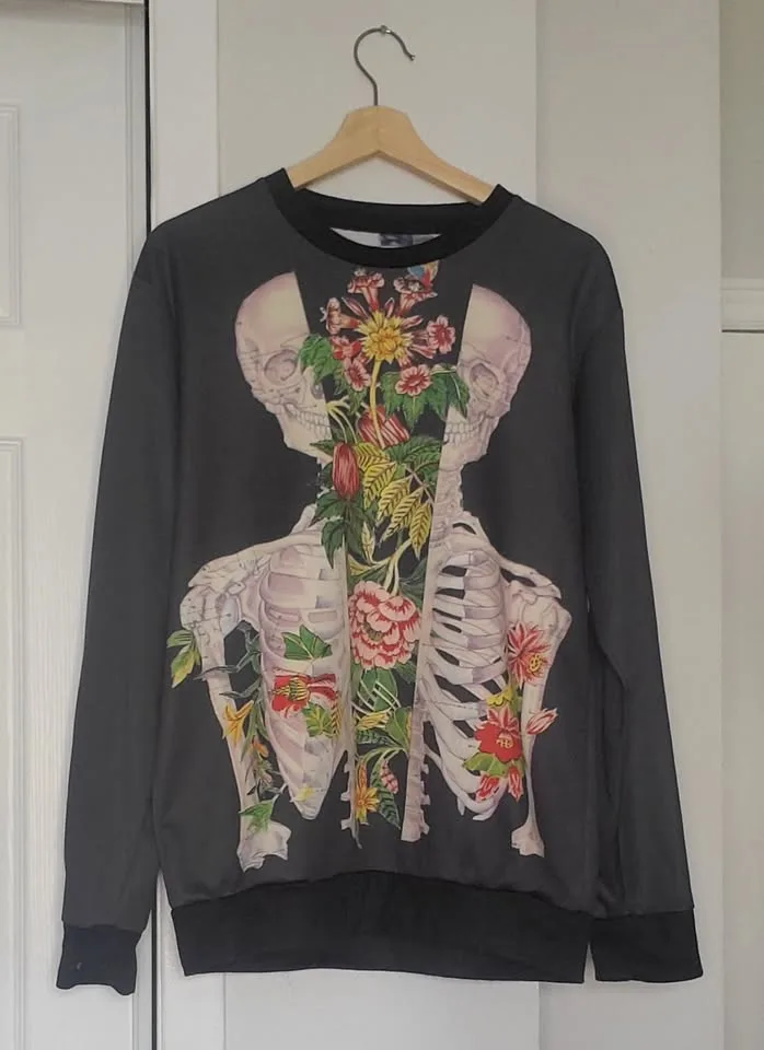 Flowers Skeleton Sweatshirt Mens Medium image indicator(3)