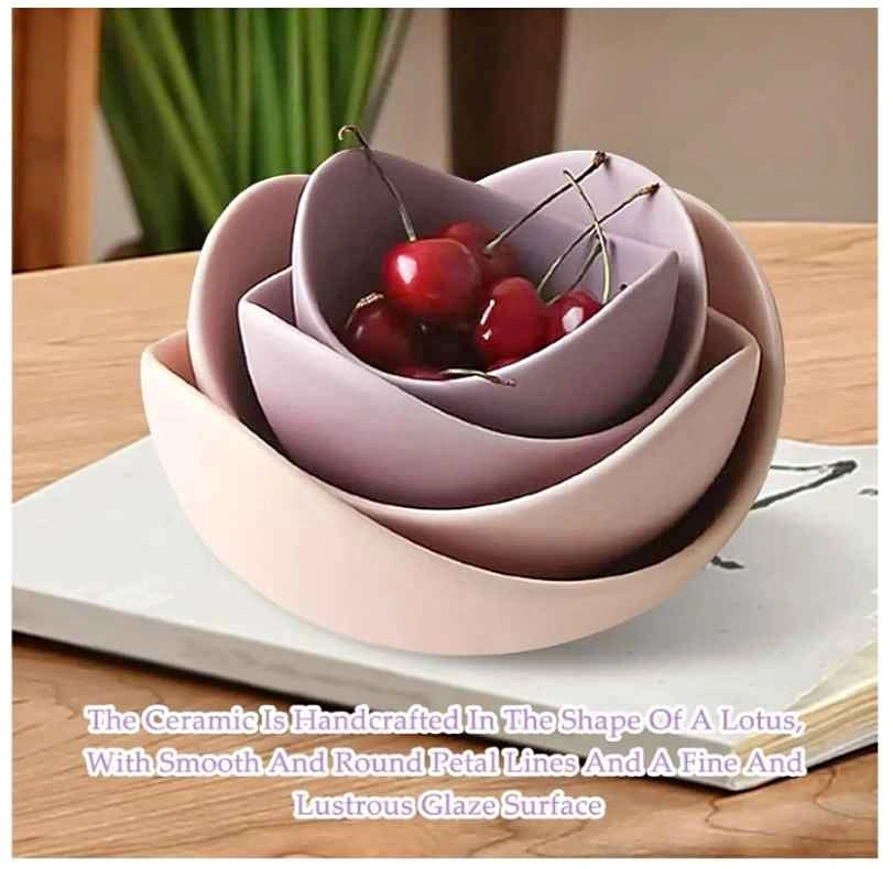 5 Pc Lotus Shaped Decorative Ceramic Bowls