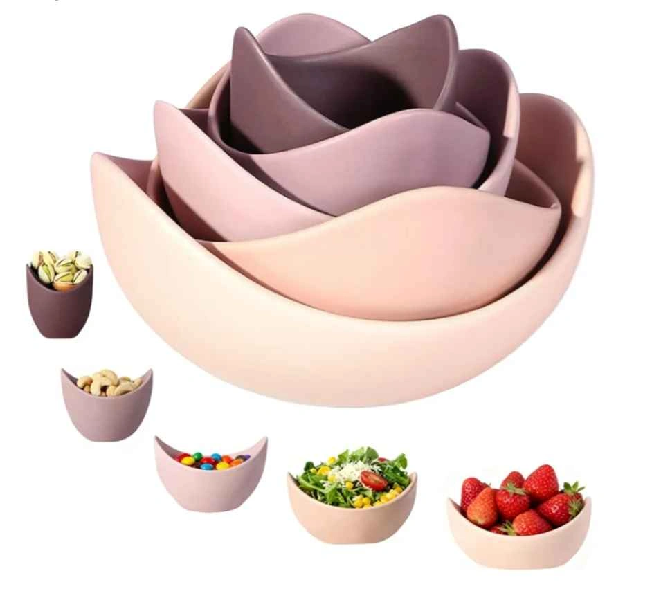 5 Pc Lotus Shaped Decorative Ceramic Bowls - photo 4