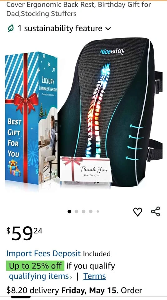 Niceeday Ergonomic Lumbar Support Pillow