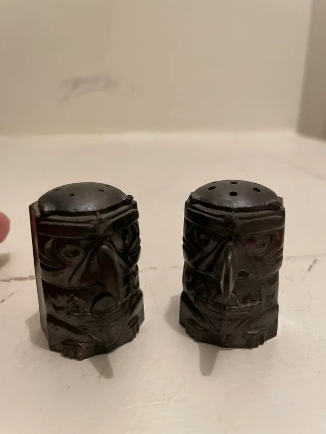 Vintage ethnic owl salt and pepper shakers thumbnail