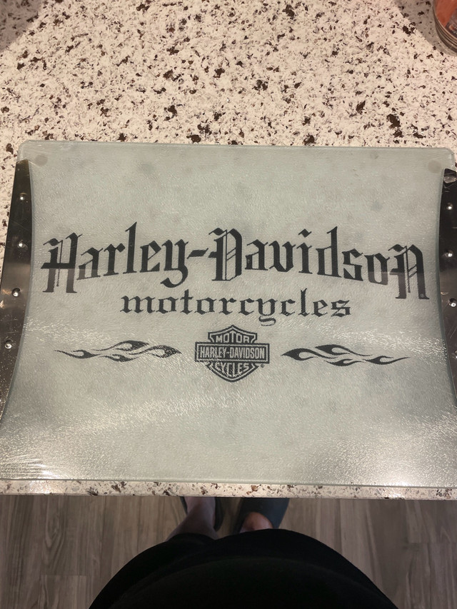 glass Harley Davidson cutting board