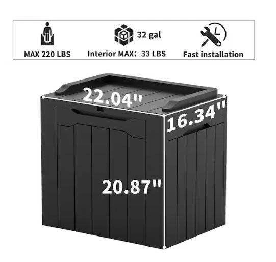 32 Gallon Resin Deck Box Outdoor Storage Bench - photo 2
