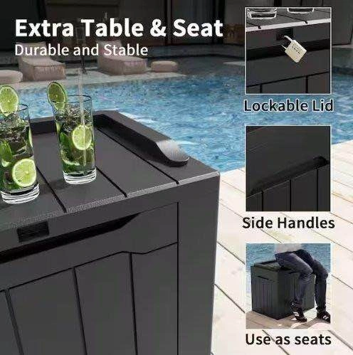 32 Gallon Resin Deck Box Outdoor Storage Bench - photo 3
