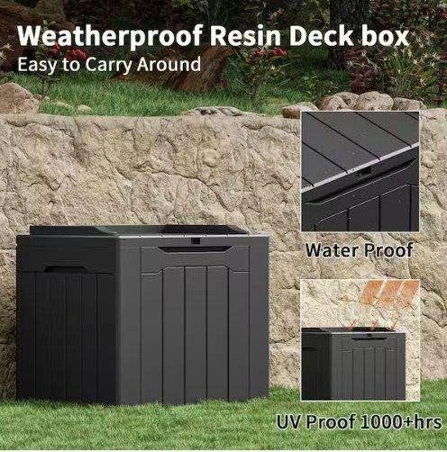 32 Gallon Resin Deck Box Outdoor Storage Bench - photo 4