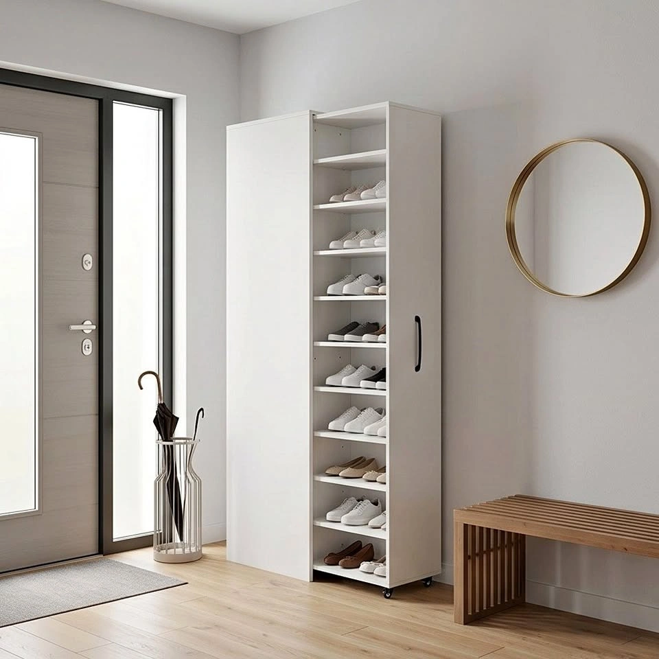 Modern Sliding Door Shoe Cabinet - White (From $126)