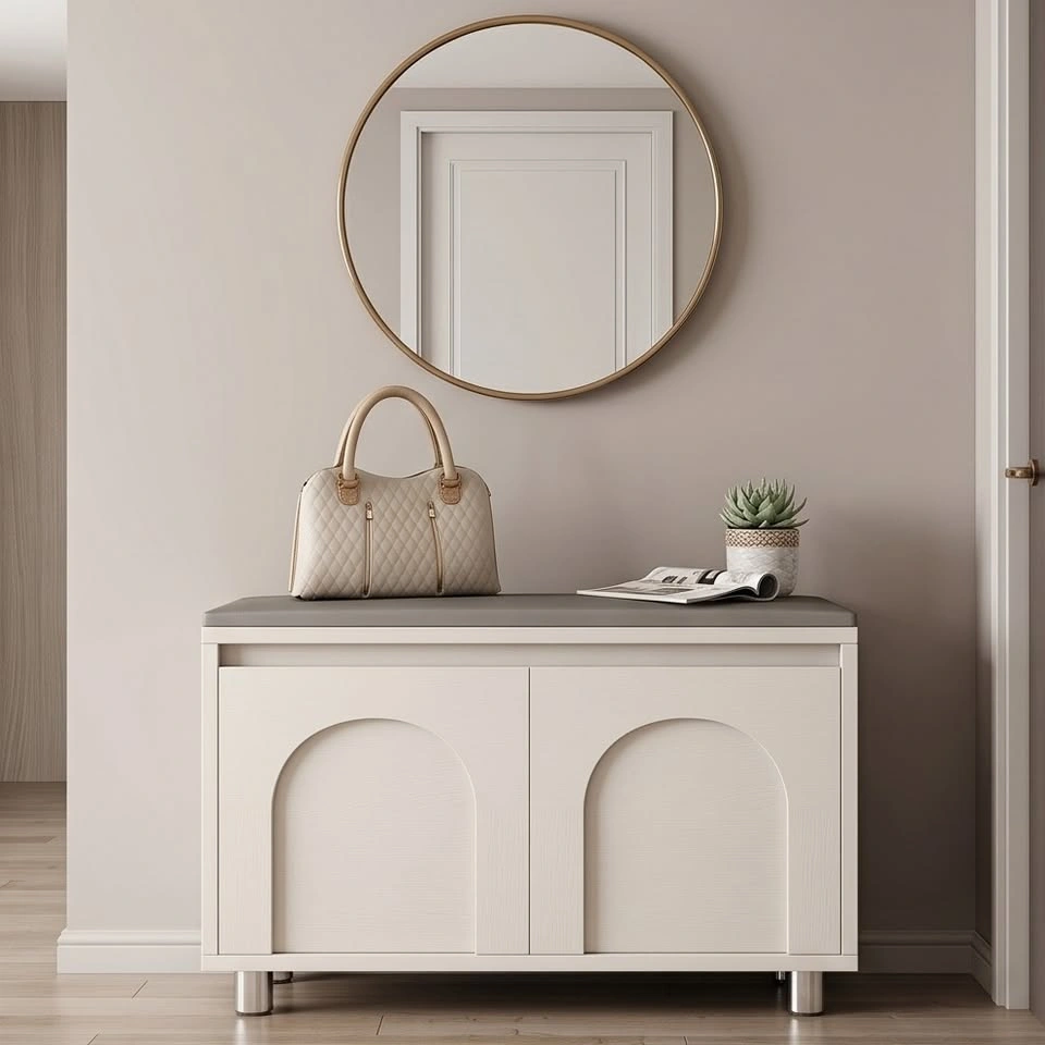 Cream Entry Shoe Cabinet w/ Stool - Multiple Sizes - photo 2