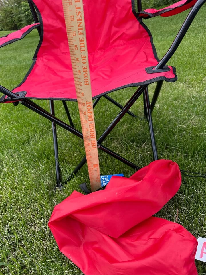 Set of 2 Folding Camping Chairs Red Blue w/ Cup Holders & Bags - photo 2