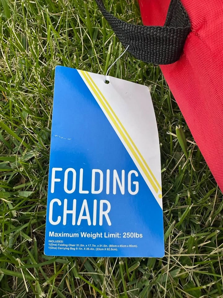 Set of 2 Folding Camping Chairs Red Blue w/ Cup Holders & Bags - photo 4