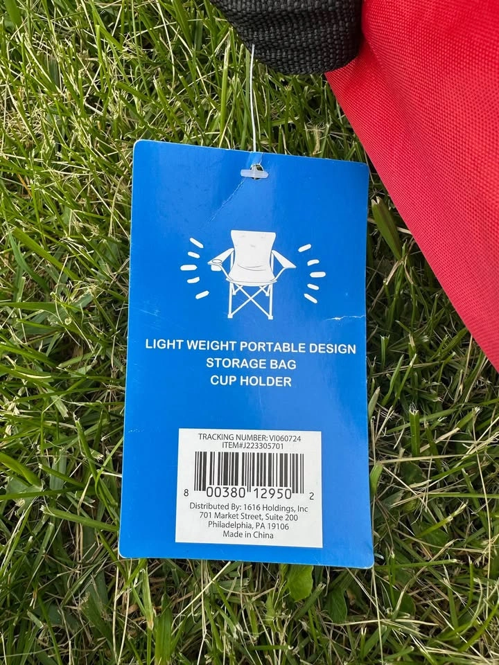 Set of 2 Folding Camping Chairs Red Blue w/ Cup Holders & Bags - photo 5