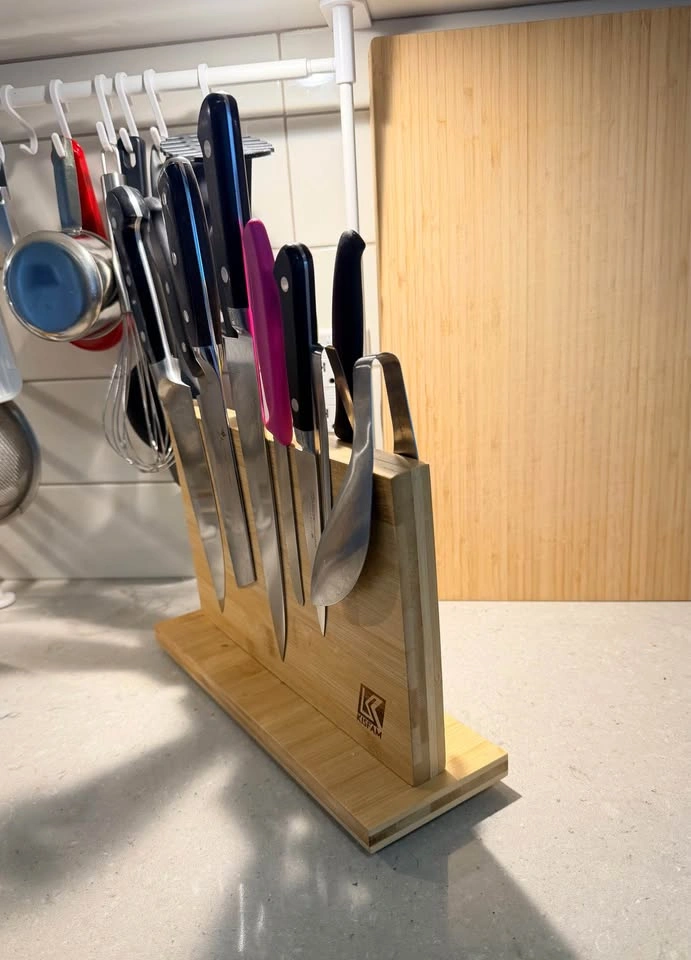 Moving out) KISFAM Bamboo Magnetic Knife Block - photo 2