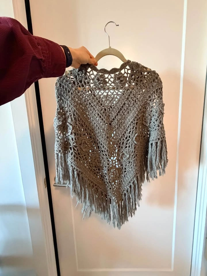 Earth Crocheted Poncho Shawl with Fringe - photo 2