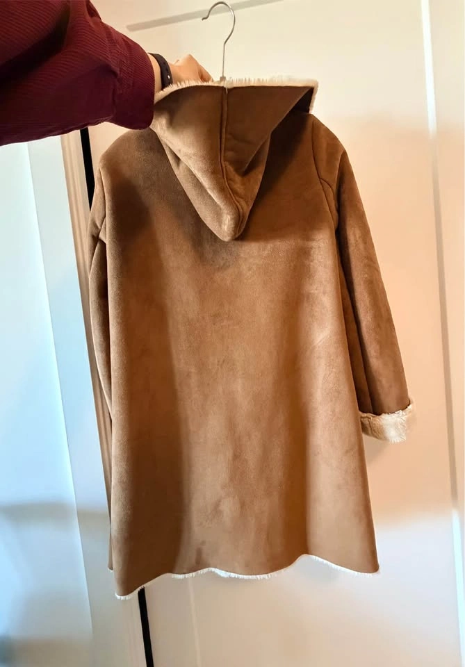 Moving out) Brown Faux Fur Lined Hooded Coat - photo 2