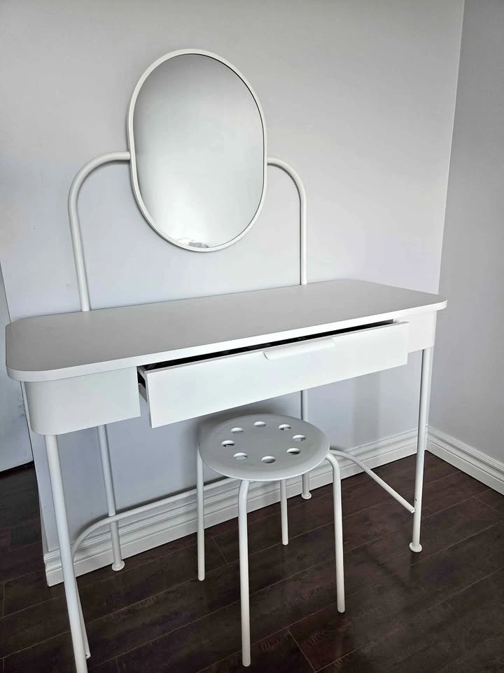 White Dressing Table + Small Chair