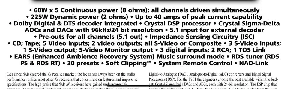 NAD T751 5.1 Channel Amplifier (No HDMI) - photo 3