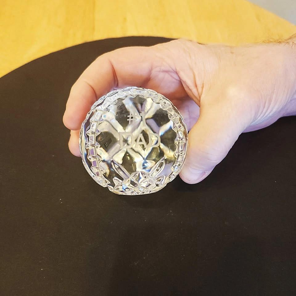 Waterford Crystal Baseball Paperweight - #1 Dad - photo 2