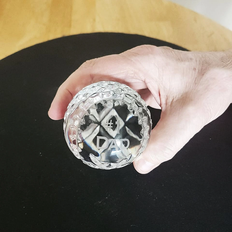 Waterford Crystal Baseball Paperweight - #1 Dad - photo 3