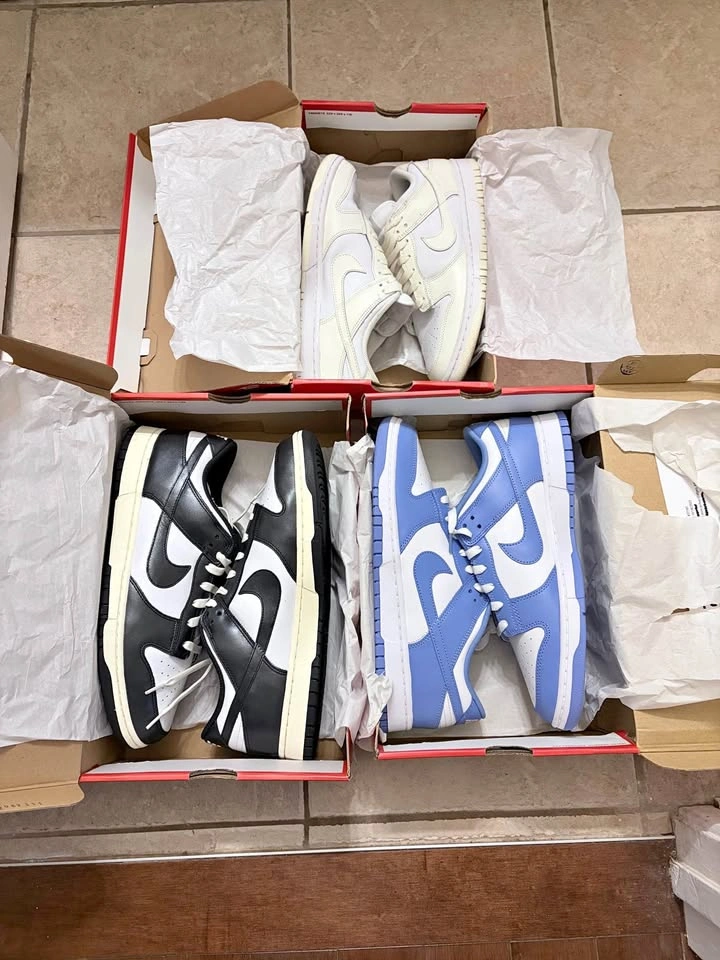 Nike Dunks: Polar Blue 12, Panda 13, Coconut Milk 9.5W/8M