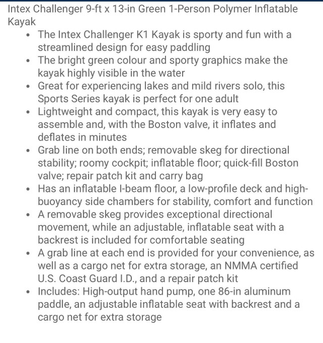 Intex Challenger K1 Kayak - photo 4