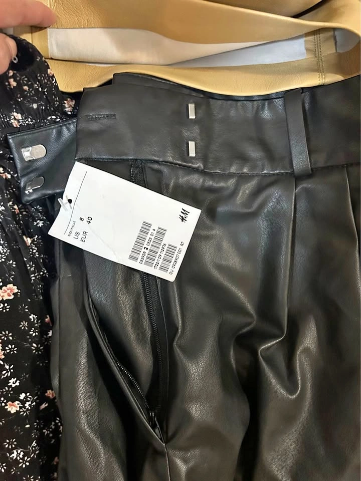 H&M black vegan leather pants - 8 - NWT