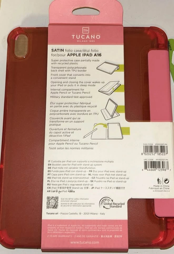 Tucano Pink Satin Folio Case for iPad 10th Gen - photo 2