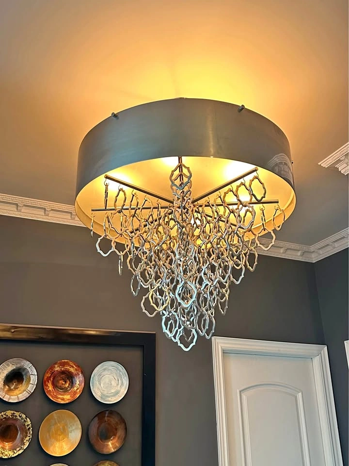 Stainless Steel Geometric Chandeliers - Set of Two - MOVING SALE