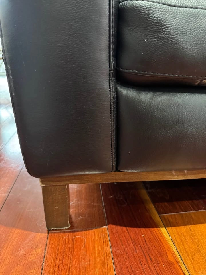 Black Leather 3-Seater Couch - photo 4