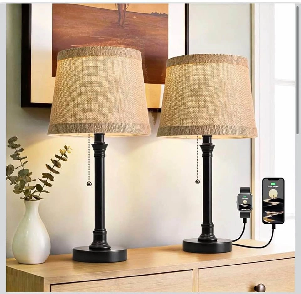 Set 2 new metal lamps with USB and USB-C plug