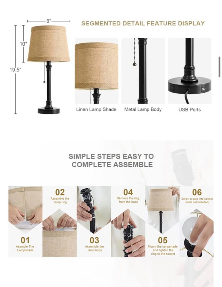 Set 2 new metal lamps with USB and USB-C plug - photo 4