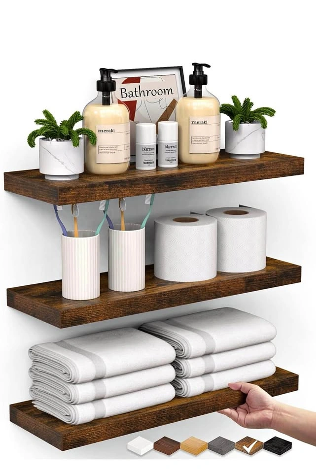 New Set 3 floating shelves 15.7 rustic brown