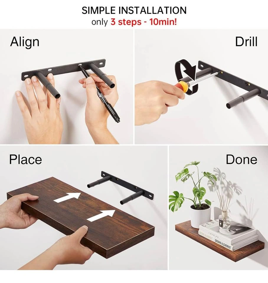 New Set 3 floating shelves 15.7 rustic brown - photo 5