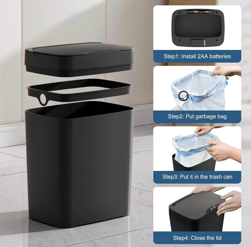 2 Pack Automatic Lit 2.7 Gal Trash Can, Smart Garbage Can Touchl - photo 5