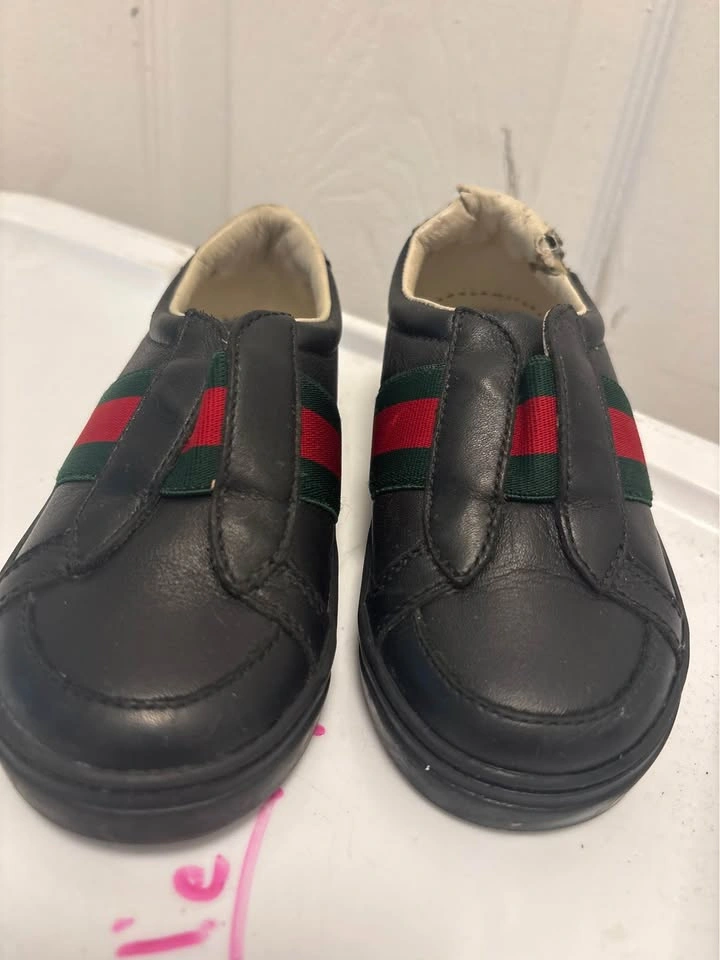 Kids Red & Green Stripe Slip-On Sneakers size 24 - photo 2