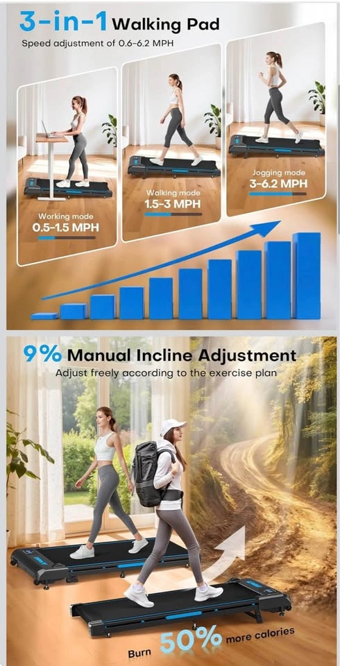 Need Gone! 3-in-1 Treadmill Walking Pad with 9% Incline - photo 4