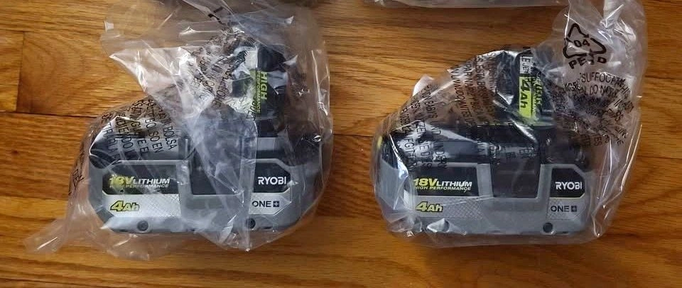 2x RYOBI 18V ONE+ 4Ah High Performance Lithium-Ion Batteries