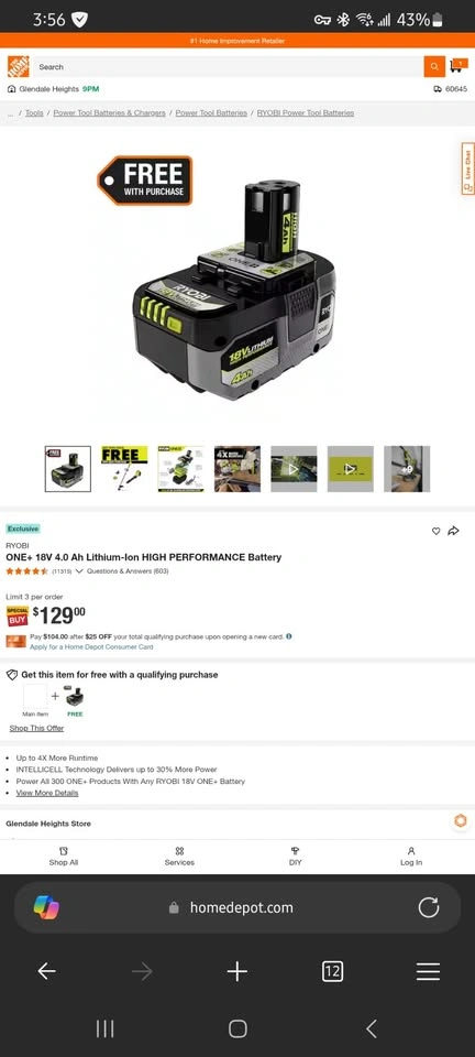 4 New Ryobi 18V ONE+ 4Ah High Performance Batteries - photo 4