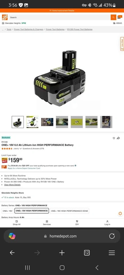 New RYOBI 18V ONE+ 6Ah High Performance Lithium-Ion Battery - photo 4