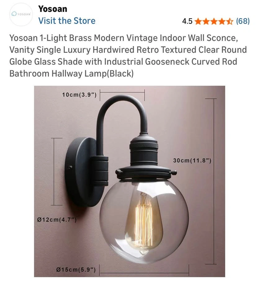 Black Industrial Wall Sconce Light – Vintage Bathroom Lamp - photo 5