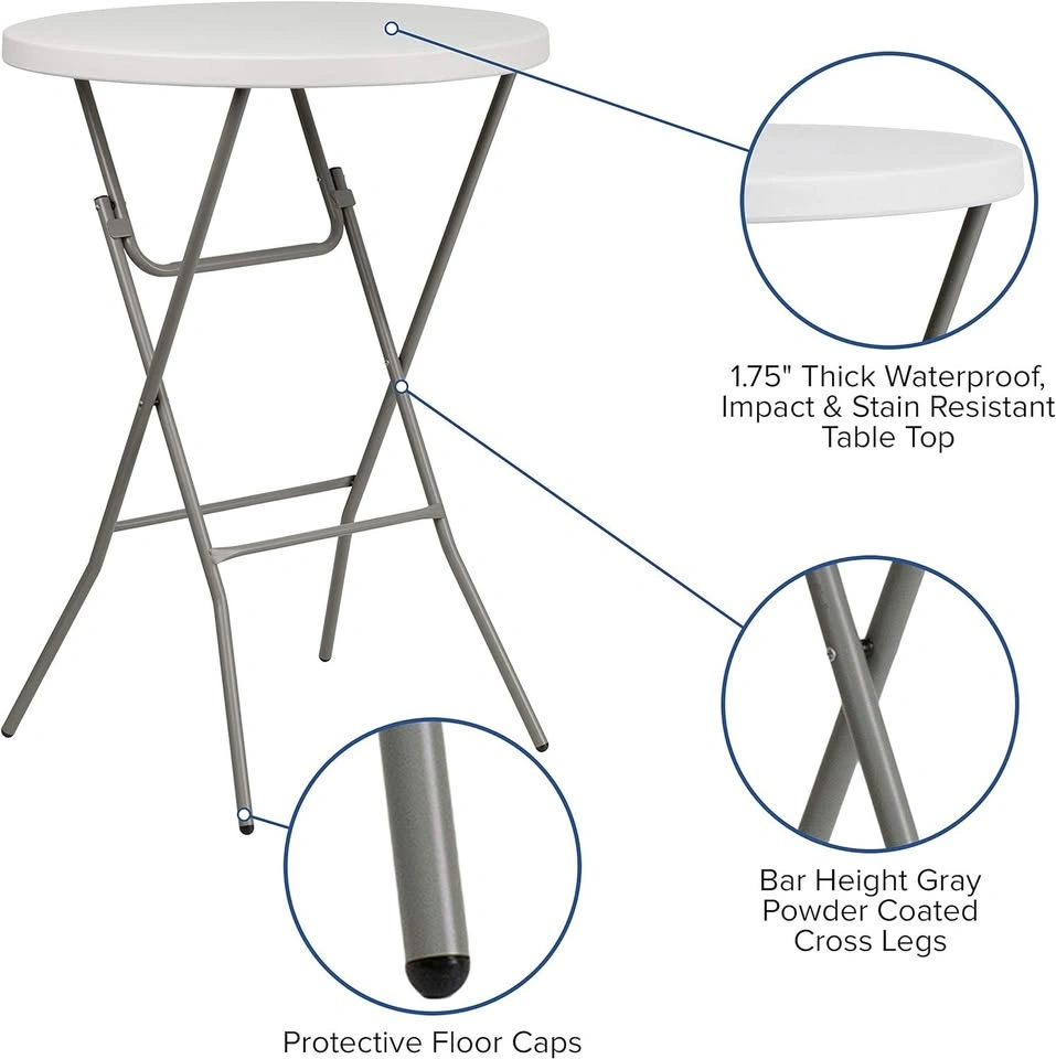 4x Flash Furniture 31.5” Round Bar Height Folding Table - White - photo 4