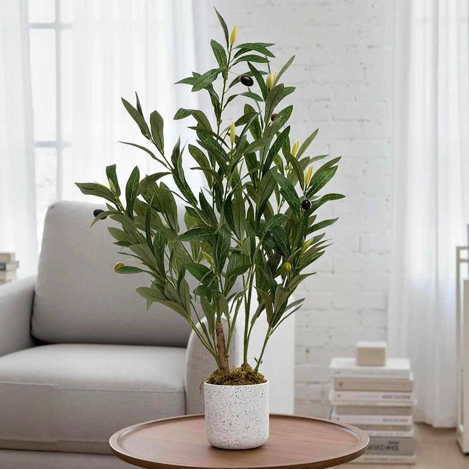 GAOMON 24" Artificial Olive Tree with White Planter