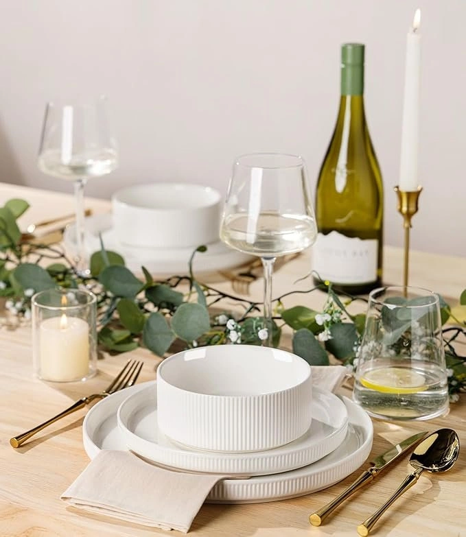 TheTerra 24-Piece Ceramic Dinnerware Set – Service for 8 – Brigh - photo 5
