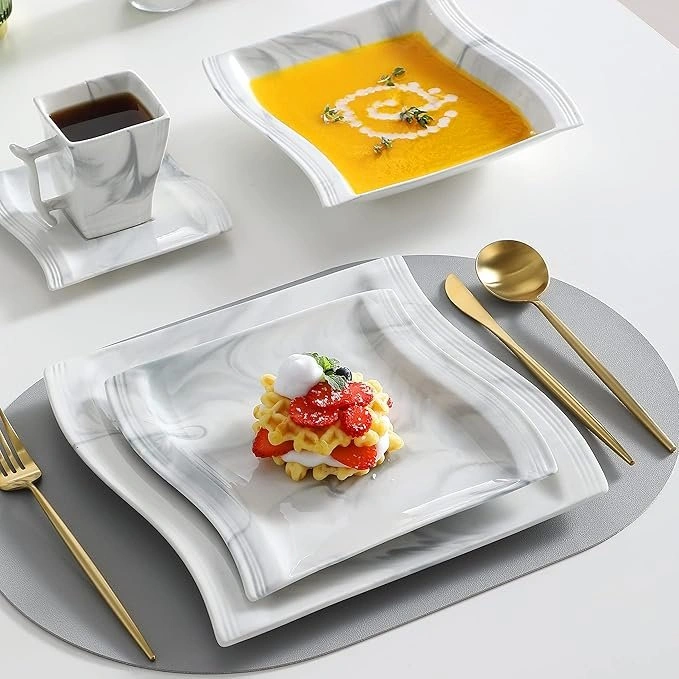 MALACASA 30-Piece Porcelain Dinnerware Set for 6 – Square Plates - photo 5