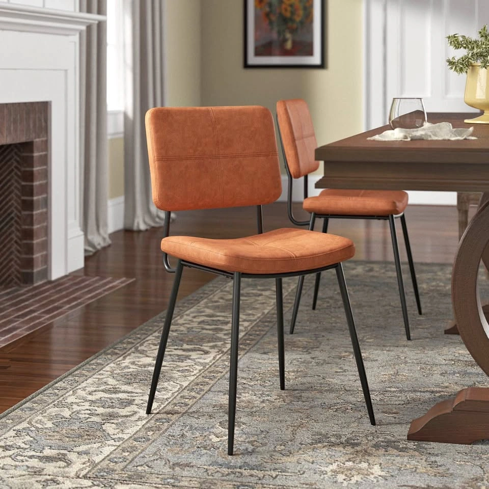 Camel leather dining chairs (set of 2)