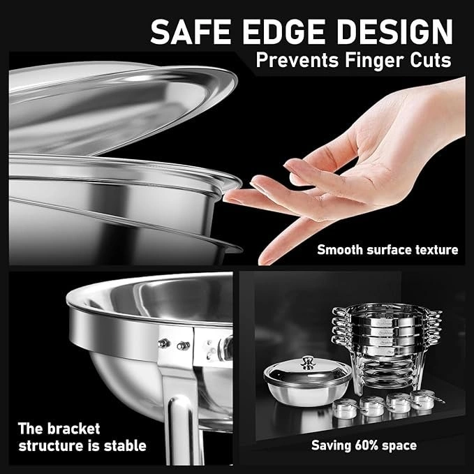 NEWKITCHEN Chafing Dishes Buffet Set 4-Pack – 5Qt Round Stainles - photo 2