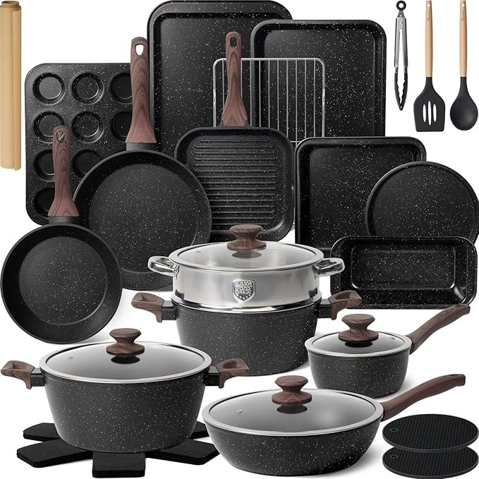 Kikcoin 31-Piece Nonstick Cookware Set – Pots & Pans with Utensi - photo 3