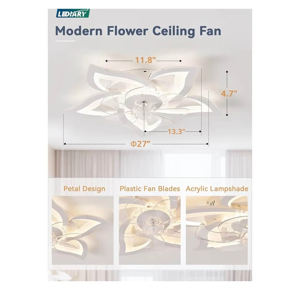 LEDIARY Flower Ceiling Fan with Light - photo 3