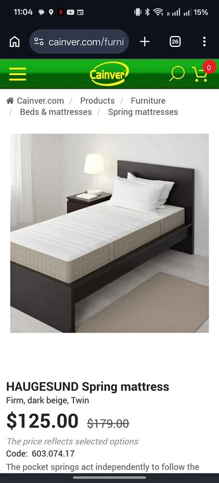 HAUGESUND Pocket Spring mattress Twin