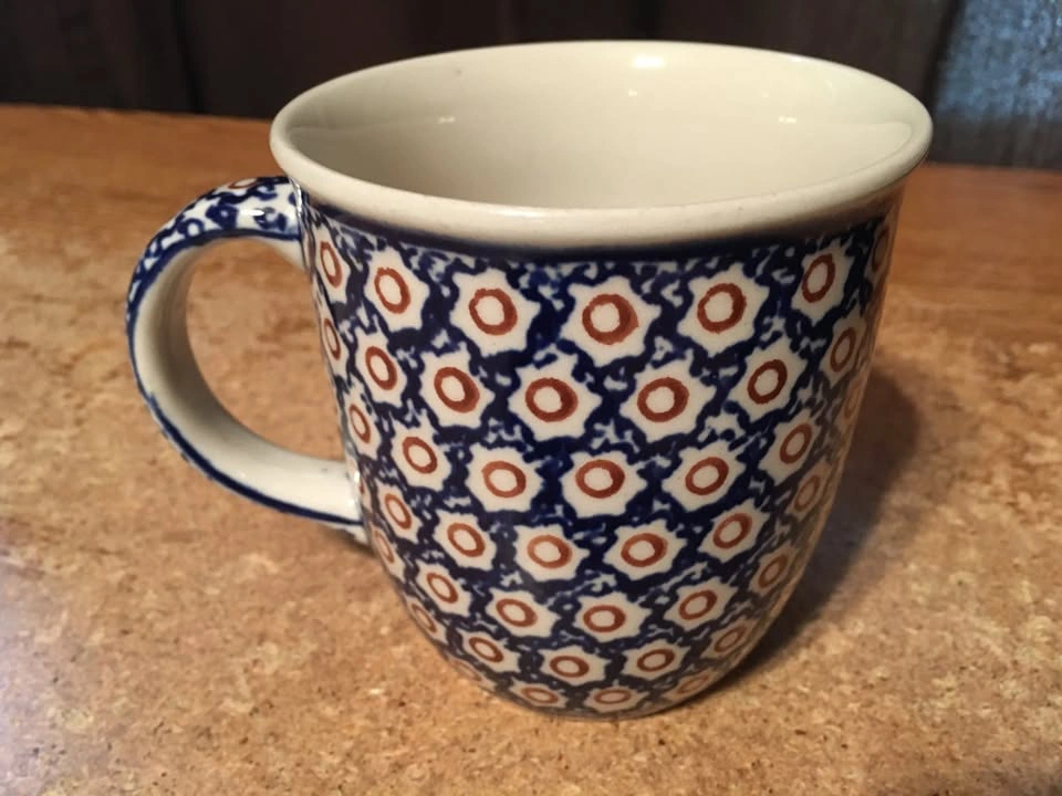 VINTAGE BOLESLAWIEC POLISH FLORAL DAISY DESIGN POTTERY MUG/CUP - photo 3