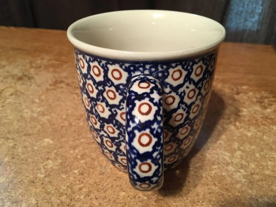 VINTAGE BOLESLAWIEC POLISH FLORAL DAISY DESIGN POTTERY MUG/CUP - photo 4